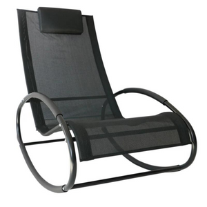 Schommelstoel tuinstoel relaxstoel zwart – 105×62×88 cm met stalen frame en waterafstotend texteline materiaal voor comfort