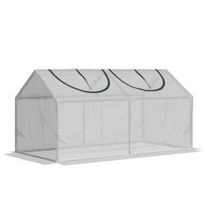Tunnelkas wit 120x60x60 cm voor zaaien stekken en plantenbescherming met ritssluiting ramen en stevig UV-bestendig dekzeil