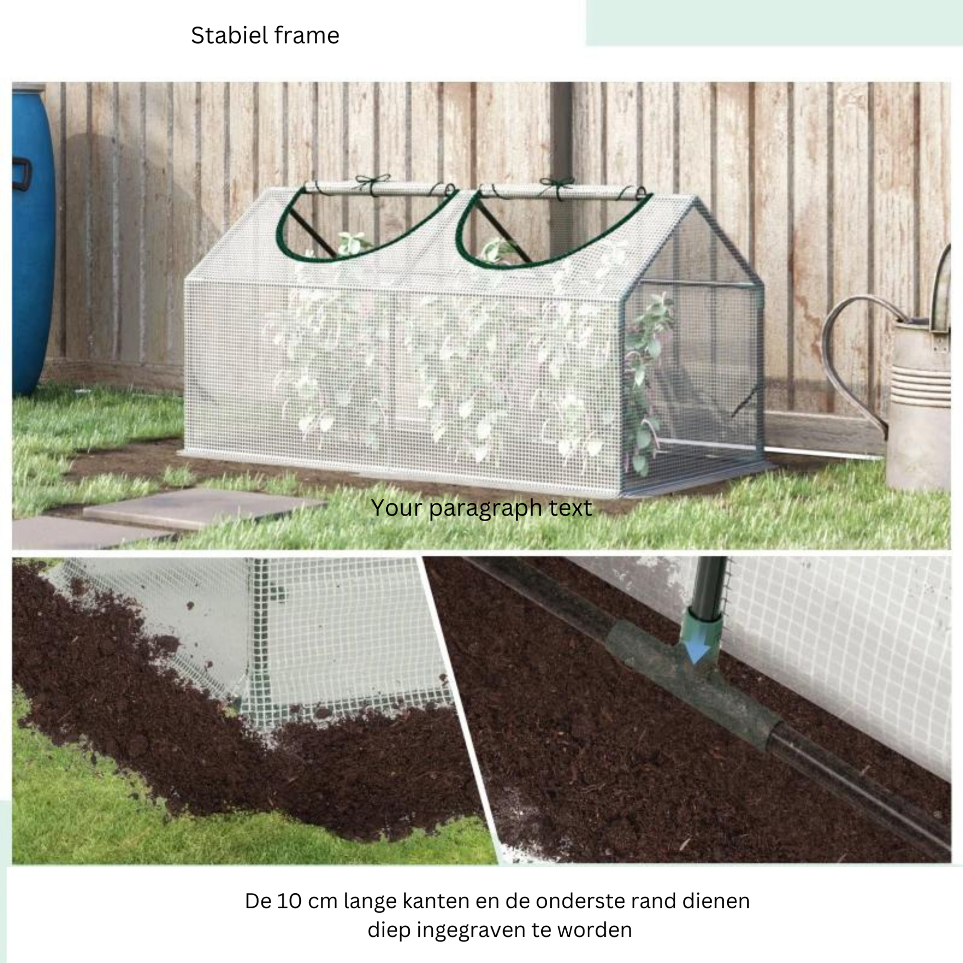 Tunnelkas wit 120x60x60 cm voor zaaien, stekken en plantenbescherming