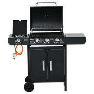 Gas BBQ 4-branders buitenkeuken 110x50x100 cm met werkruimte, zijbrander en gesloten onderkast voor opbergen