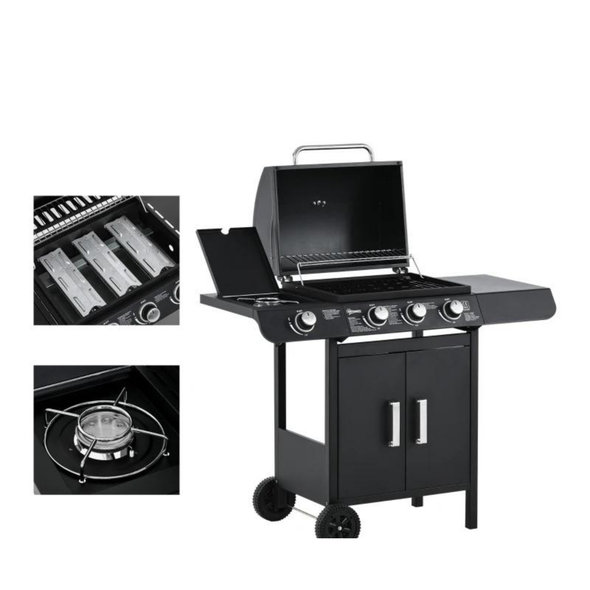 Gas BBQ 4-branders buitenkeuken 110x50x100 cm met werkruimte