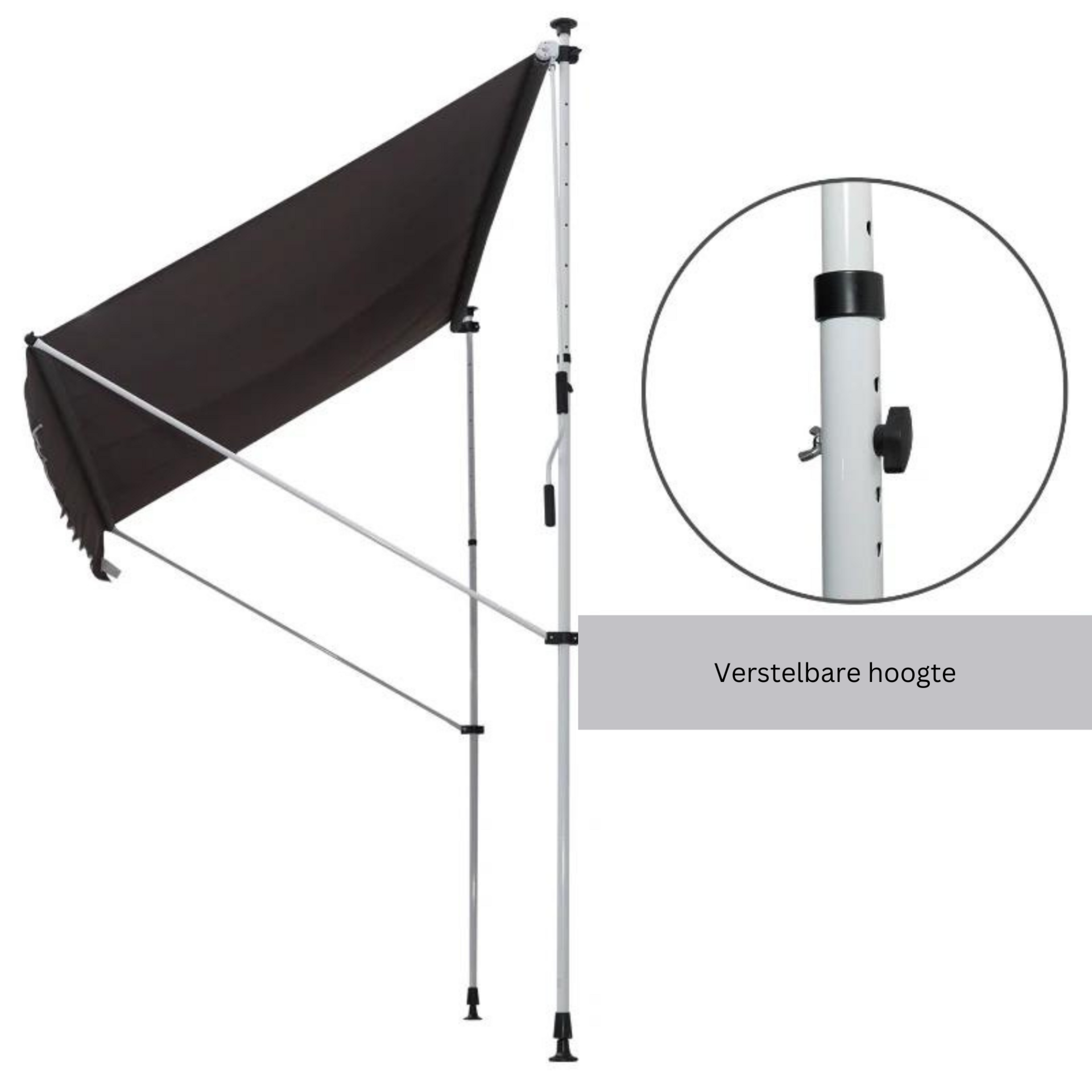 Zonnescherm luifel 200x150 cm grijs met slingerbediening en frame