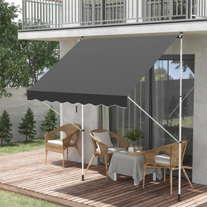 Zonnescherm luifel 200x150 cm grijs met slingerbediening en frame voor schaduw op terras met comfortabele zitplek