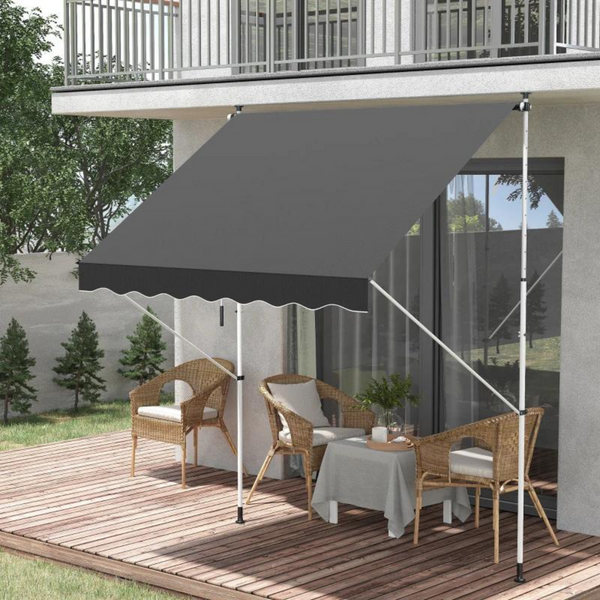 Zonnescherm luifel 200x150 cm grijs met slingerbediening en frame