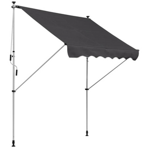 Zonnescherm luifel 200x150 cm grijs met slingerbediening en frame voor schaduw op terras of in tuin