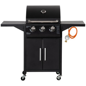 Gas BBQ 3-branders buitenkeuken 121x50x109 cm met werkblad en wielen voor mobiel gebruik en eenvoudig grillen