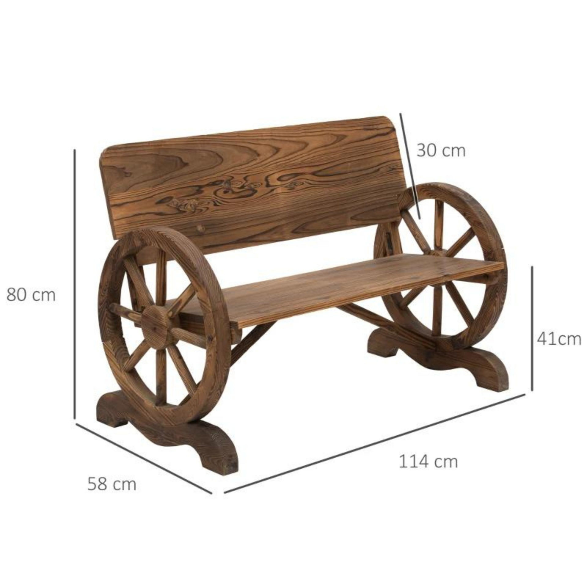 Landelijke tuinbank hout bruin 114x58x80 cm met klassiek design