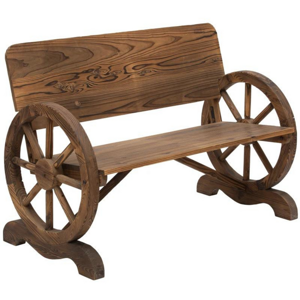 Landelijke tuinbank hout bruin 114x58x80 cm met klassiek design