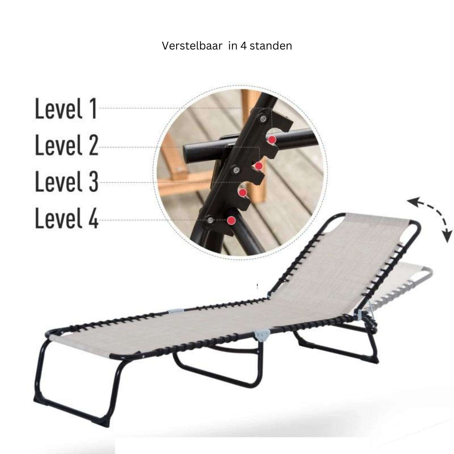 Beige inklapbaar veldbed 197x58x30 cm als ligbed voor camping of tuin
