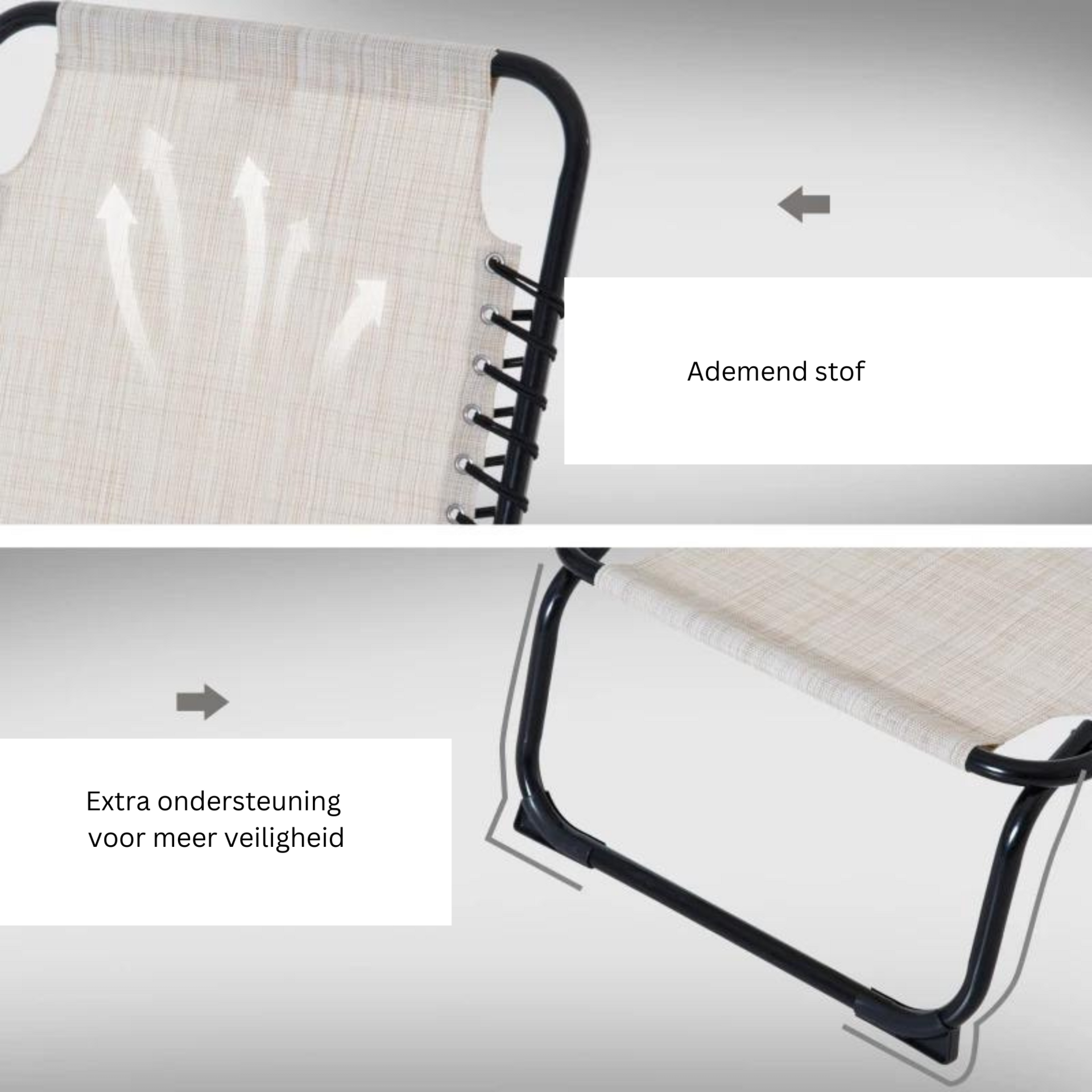 Beige inklapbaar veldbed 197x58x30 cm als ligbed voor camping of tuin