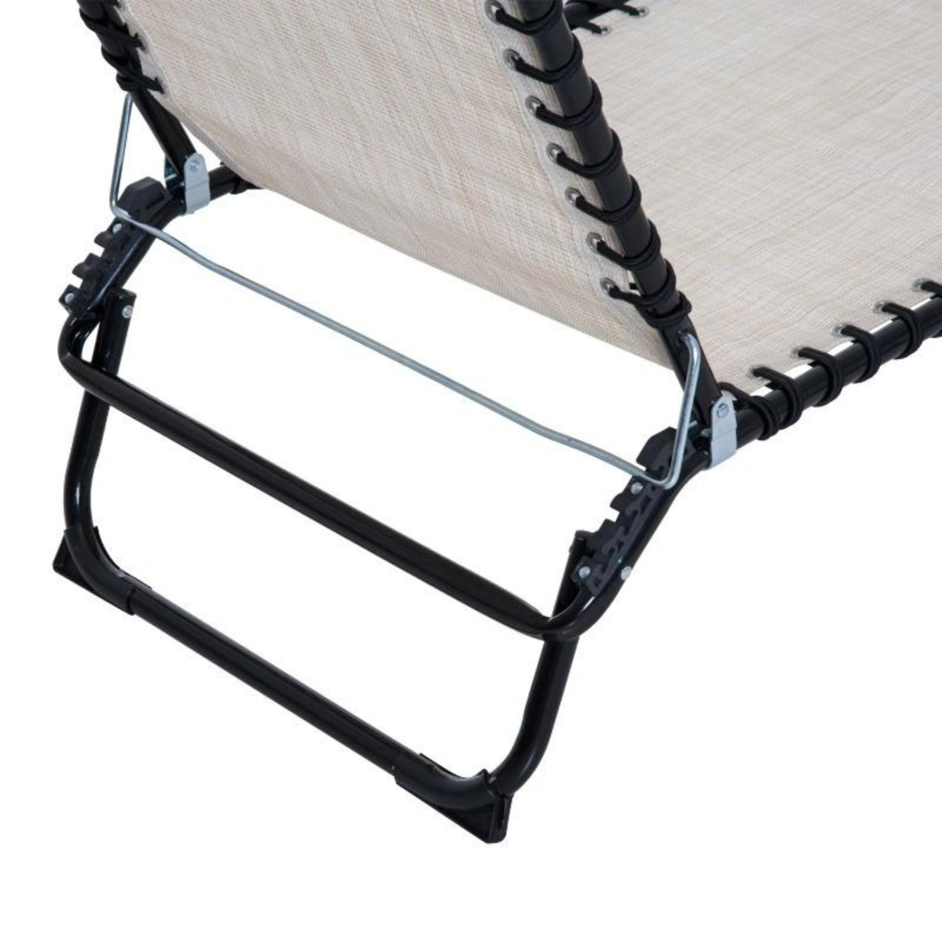 Beige inklapbaar veldbed 197x58x30 cm als ligbed voor camping of tuin