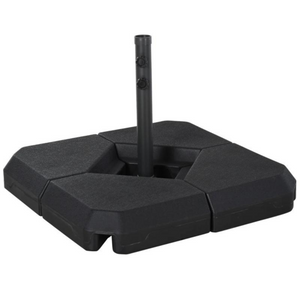 Zwarte parasolvoet 60 kg geschikt voor zweefparasol met kruisvoet en vier vulbare delen voor stabiliteit