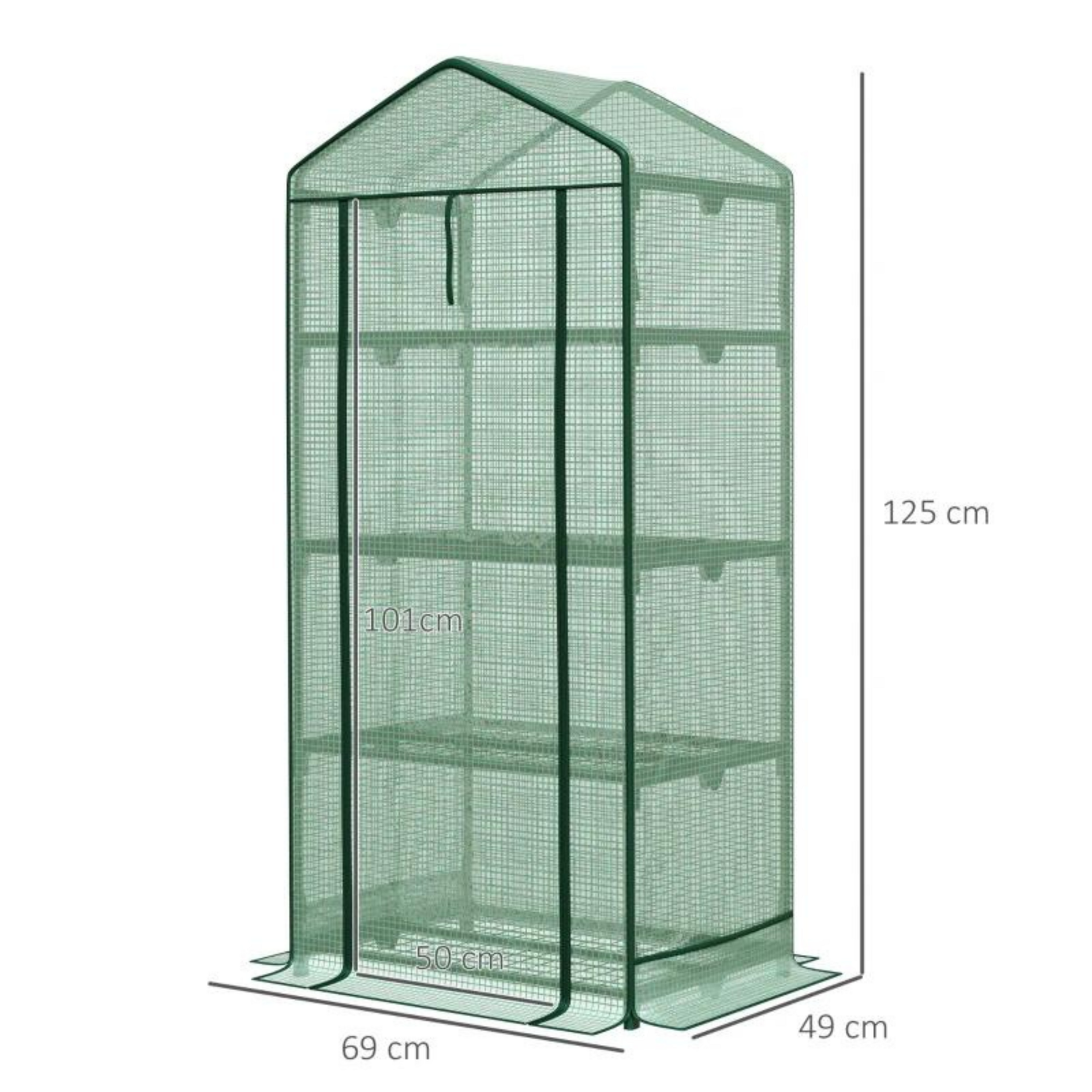 Broeikas groen met stevig frame – 69×49×125 cm ideale tuinkas