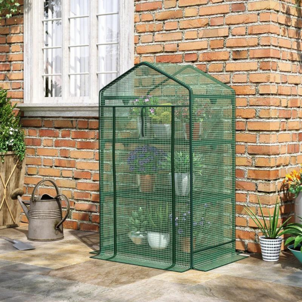 Broeikas groen met stevig frame – 69×49×125 cm ideale tuinkas