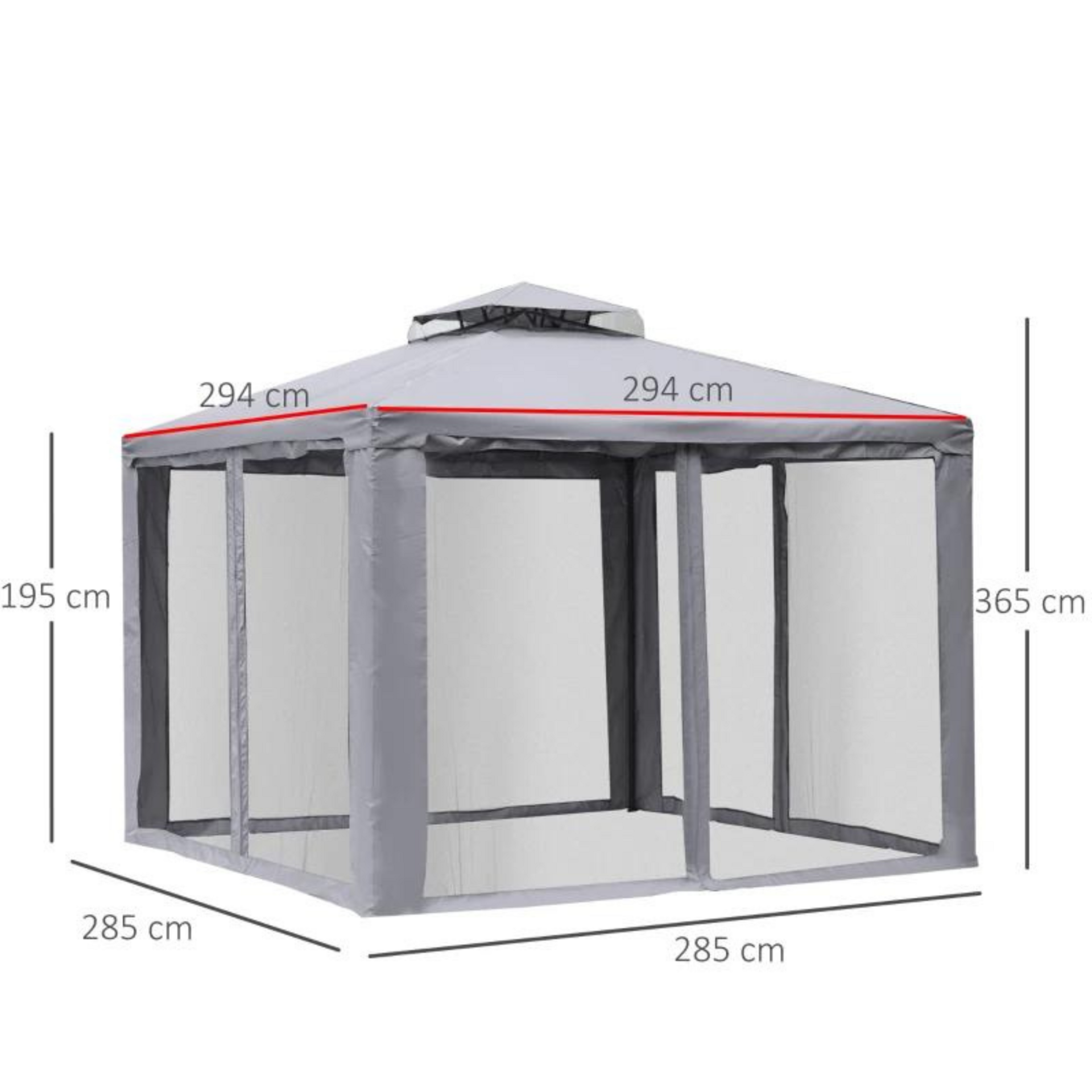 Tuinpaviljoen vouwtent grijs – 294×294×265 cm waterafstotend en stevig
