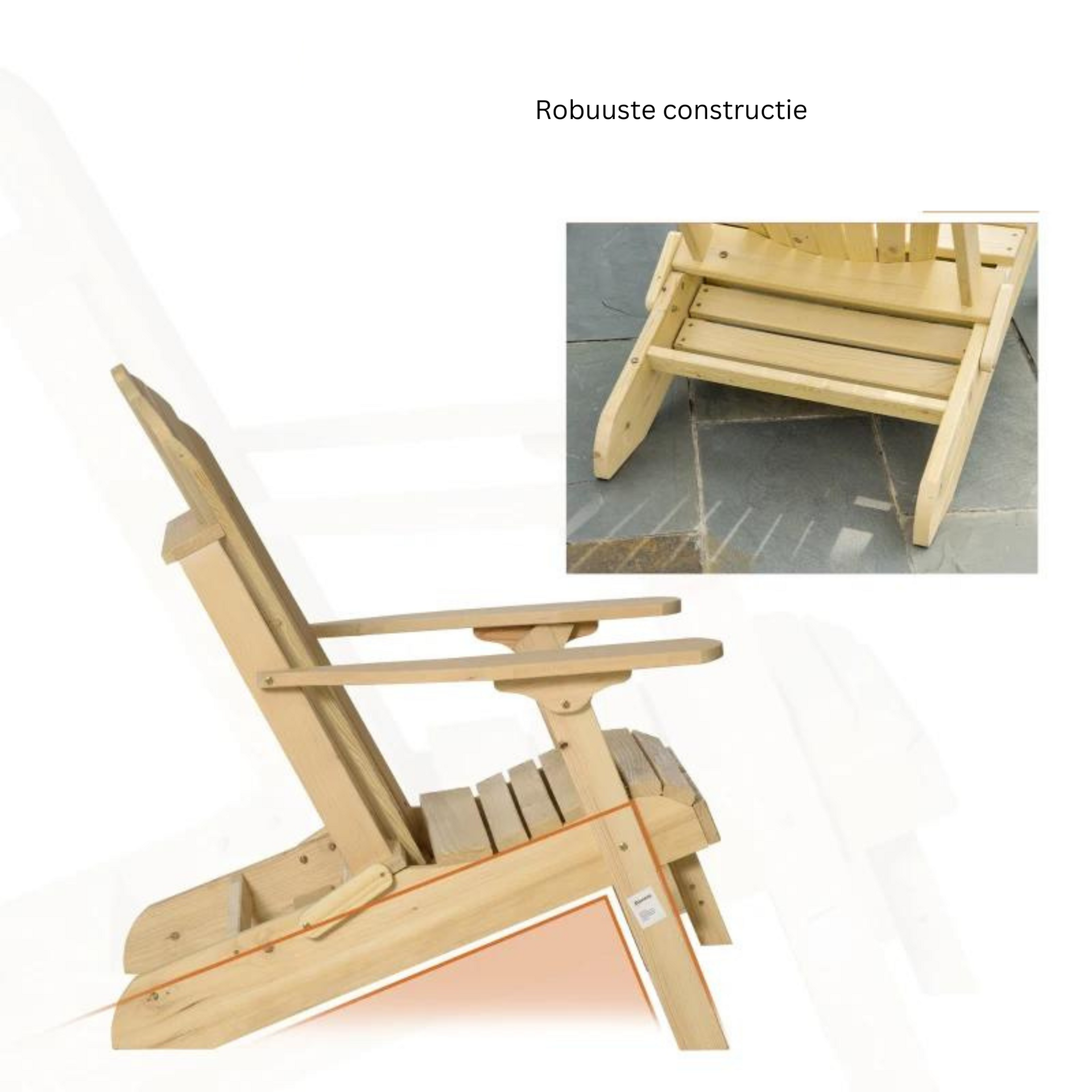 Houten Adirondack tuinstoel 78x140x94 cm met comfortabele zitvorm