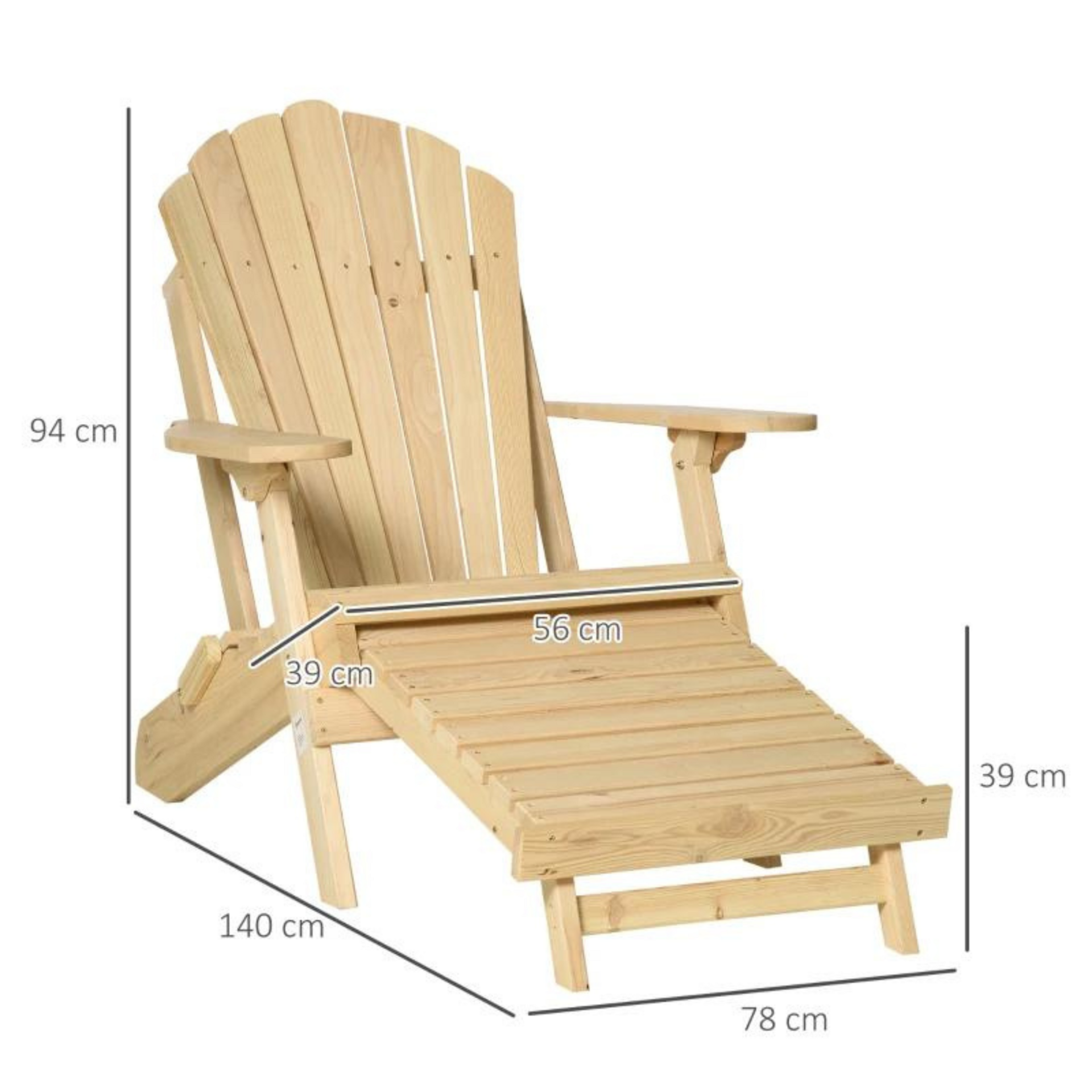 Houten Adirondack tuinstoel 78x140x94 cm met comfortabele zitvorm