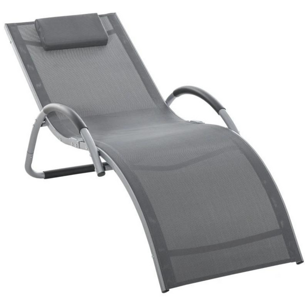 Comfortabel grijs ligbed 160x60x65 cm met vaste rug en armleuninge