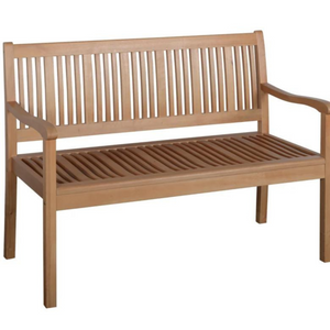 Houten 2-zits tuinbank 127x62x92 cm met armleuningen en rugsteun in natuurlijke houtkleur voor buitengebruik