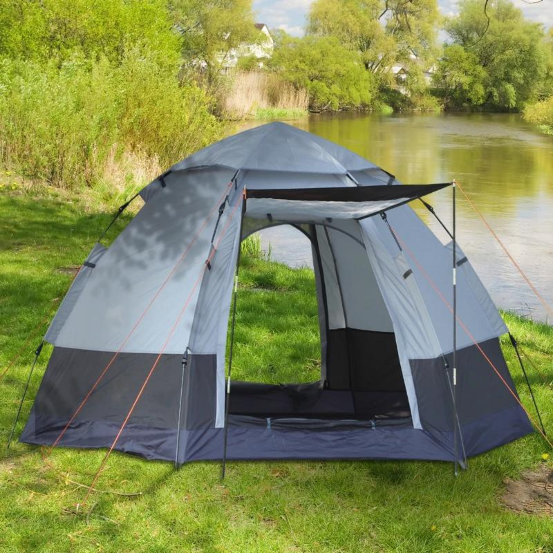 Kampeertent koepeltent 3-persoons 260x260x150 cm met draagtas