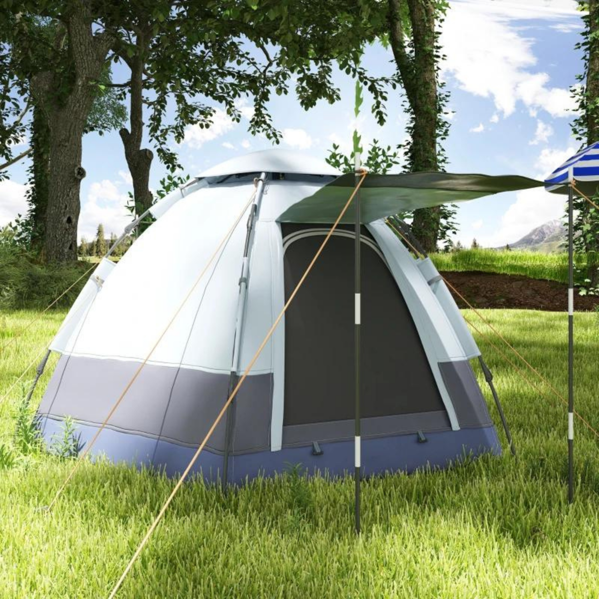 Kampeertent koepeltent 3-persoons 260x260x150 cm met draagtas