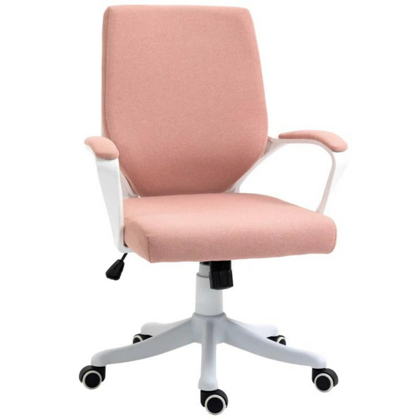 Ergonomische bureaustoel roze-wit met verstelbare rug en zithoogte
