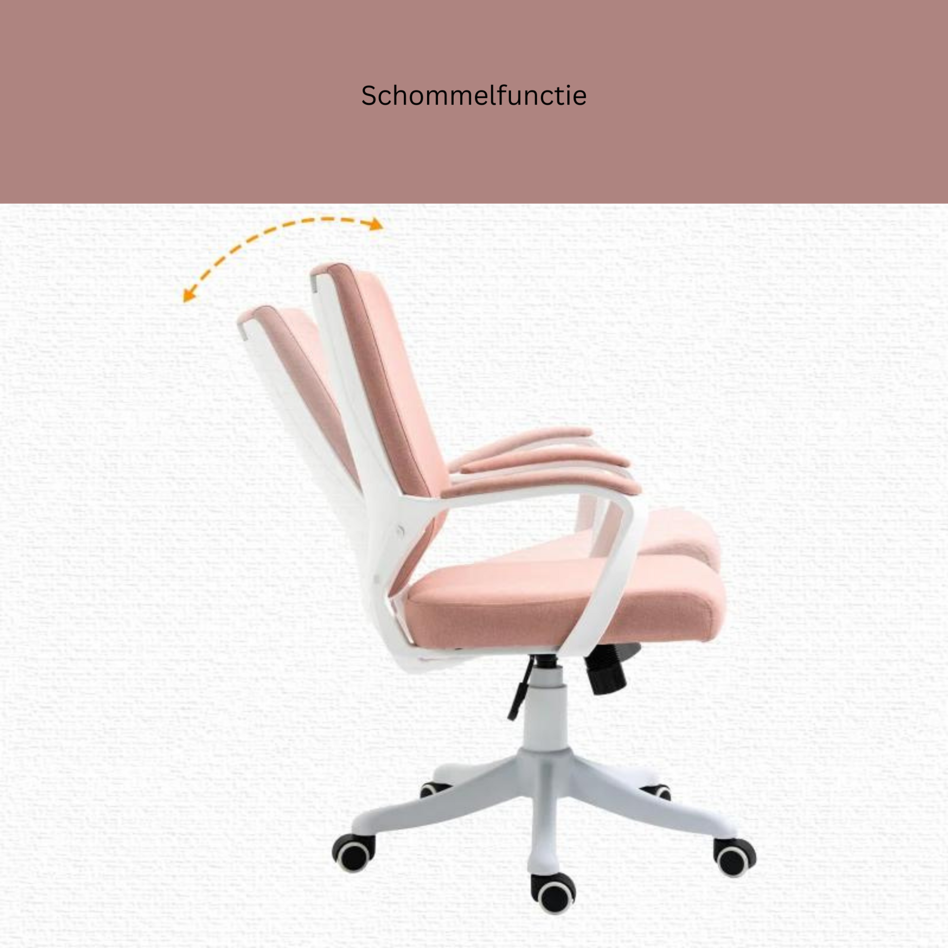 Ergonomische bureaustoel roze-wit met verstelbare rug en zithoogte