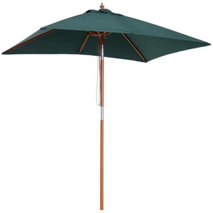 Rechthoekige luxe balkonparasol 200 x 150 cm groen met knikbaar, UV-bescherming en houten frame voor duurzaam buitengebruik