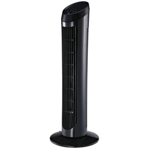 Stille zwarte torenventilator 45W met zwenkfunctie en slank design voor koele en stille luchtcirculatie