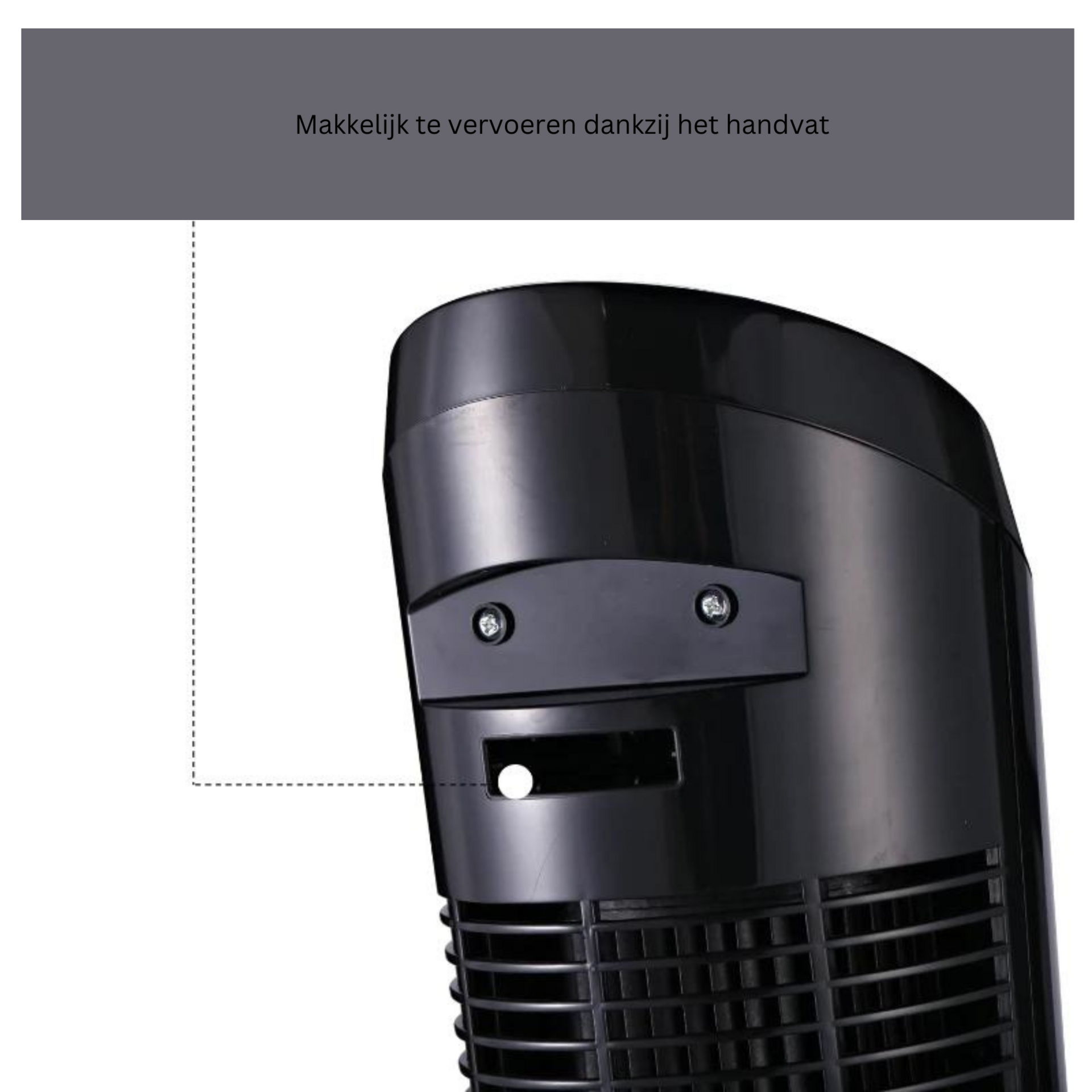 Stille zwarte torenventilator 45W met zwenkfunctie en slank design