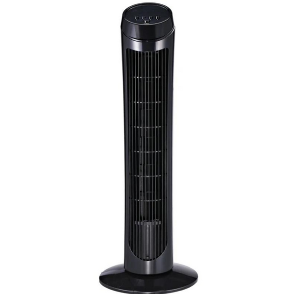 Stille zwarte torenventilator 45W met zwenkfunctie en slank design