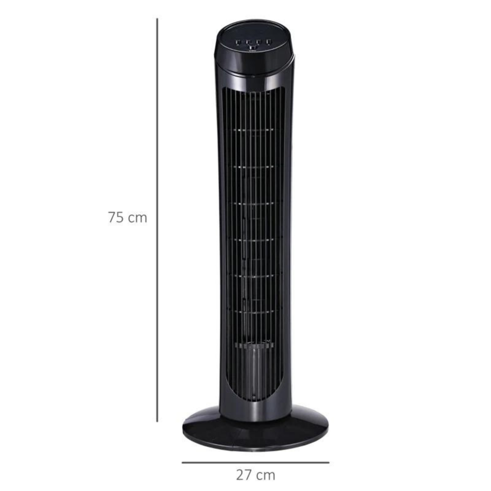 Stille zwarte torenventilator 45W met zwenkfunctie en slank design