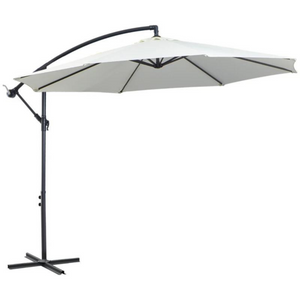 Robuuste zweefparasol creme – ø3 x 2,5 m met handslinger en waterafstotend doek voor optimale schaduw tuin en terras