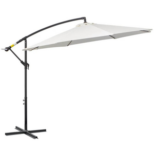 Robuuste zweefparasol creme – ø3 x 2,5 m met handslinger en waterafstotend doek voor schaduw in tuin of terras