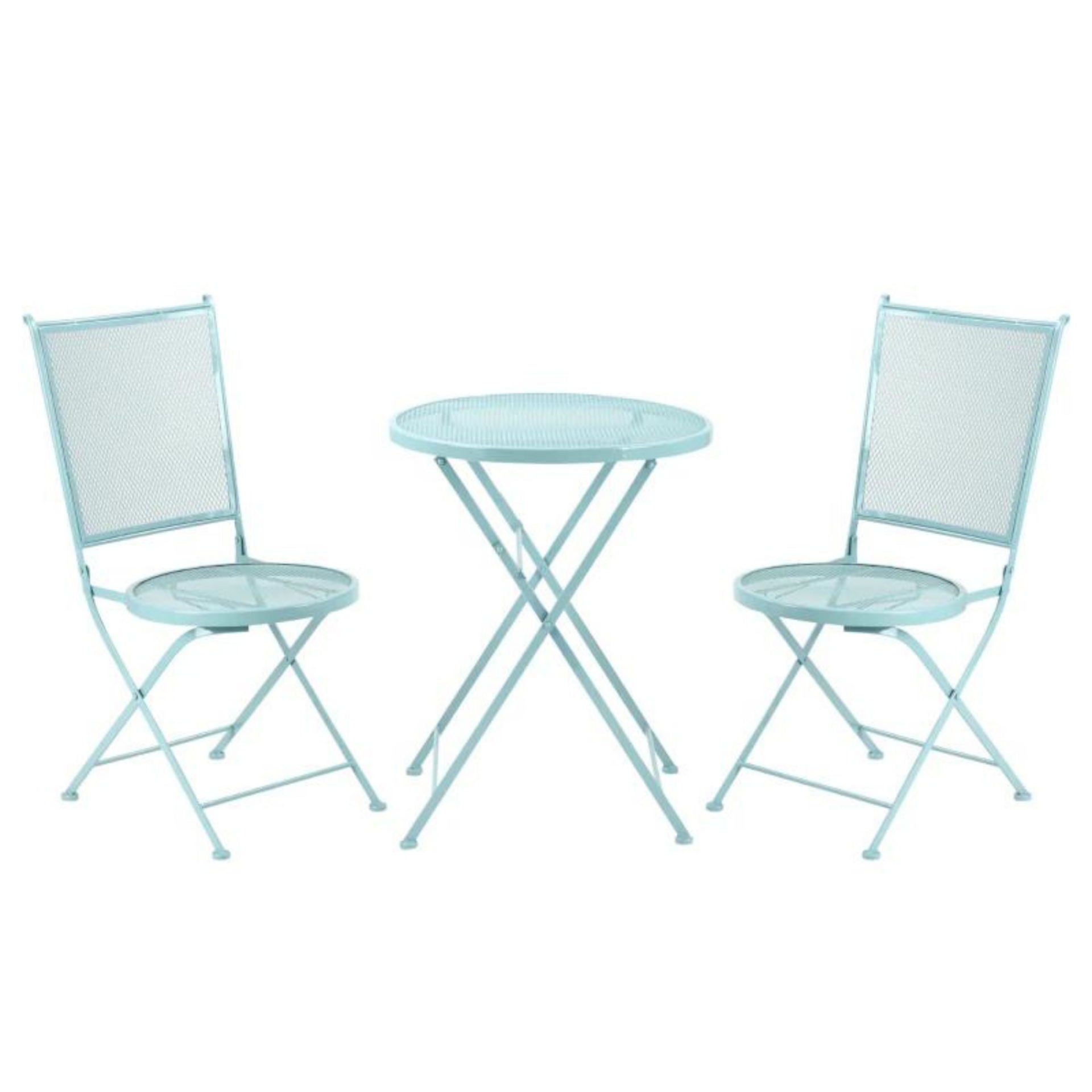 Bistro tuinset bistroset blauw met inklapbare stoelen en metalen tafel