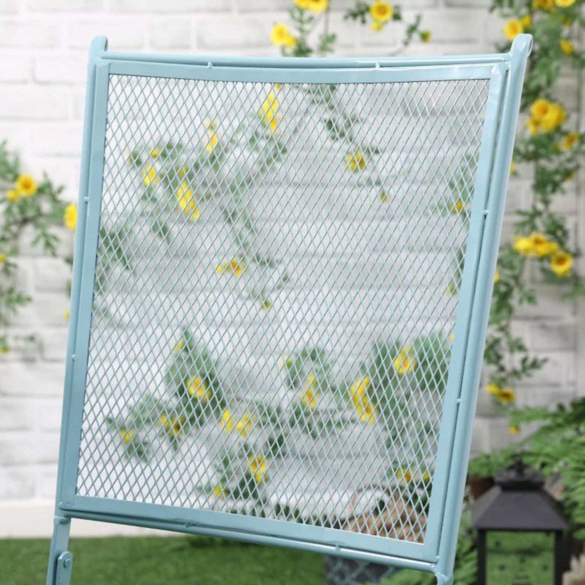 Bistro tuinset bistroset blauw met inklapbare stoelen en metalen tafel