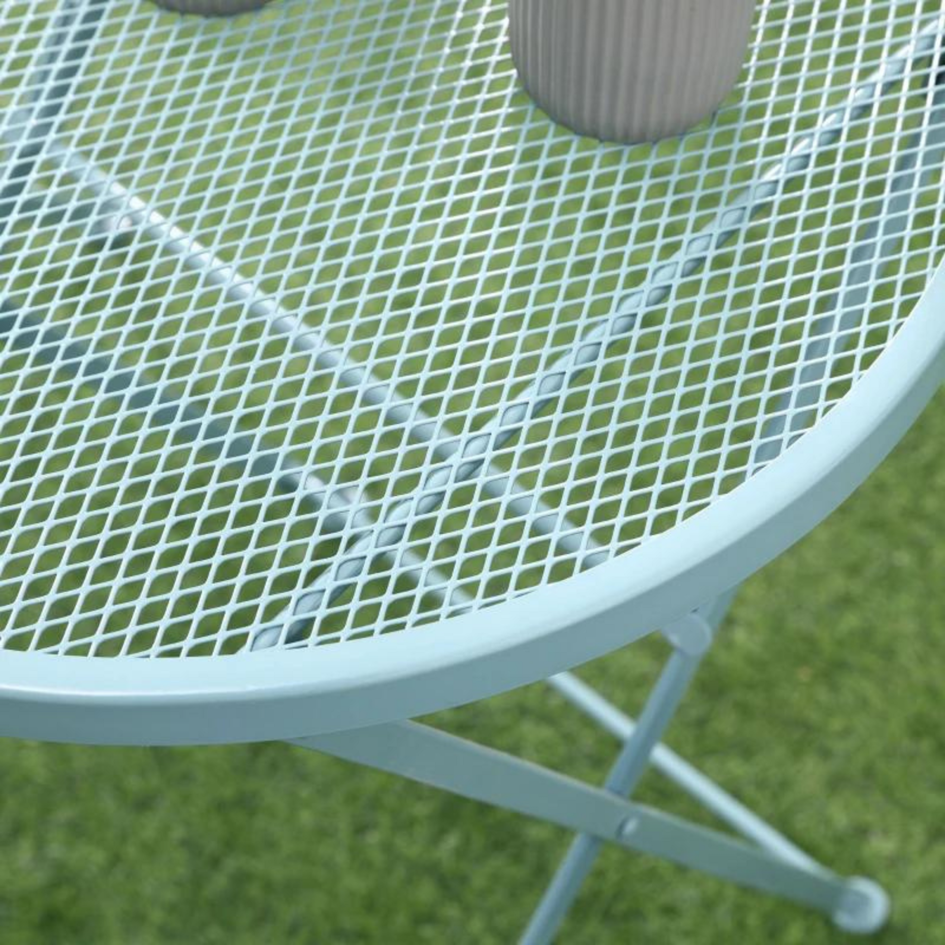 Bistro tuinset bistroset blauw met inklapbare stoelen en metalen tafel