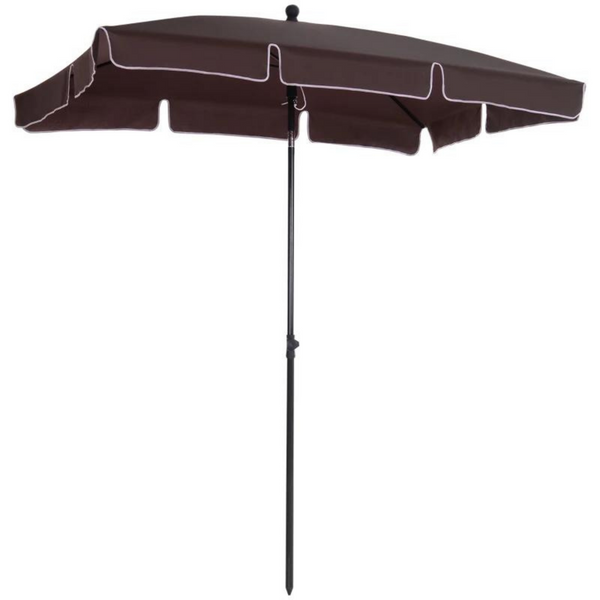 Rechthoekige balkonparasol met knikfunctie in bruin 200x125