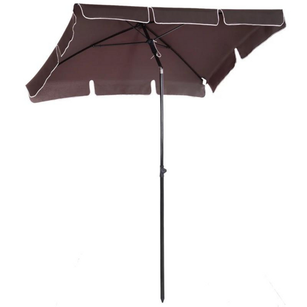 Rechthoekige balkonparasol met knikfunctie in bruin 200x125
