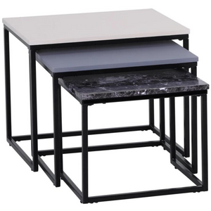 3-delige salontafel set met metalen frame en modern design met diverse afmetingen en stapelbaar voor flexibel gebruik