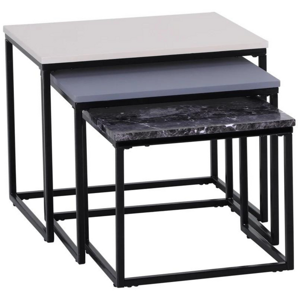 3-delige salontafel set met metalen frame en modern design