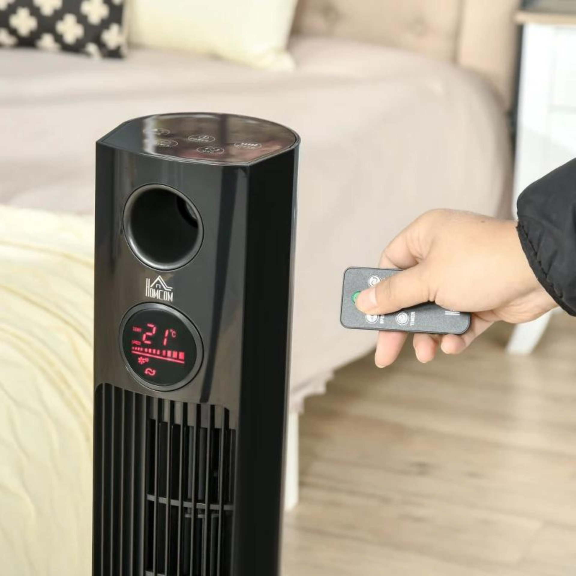 Stijlvolle torenventilator met afstandsbediening voor stille verkoeling