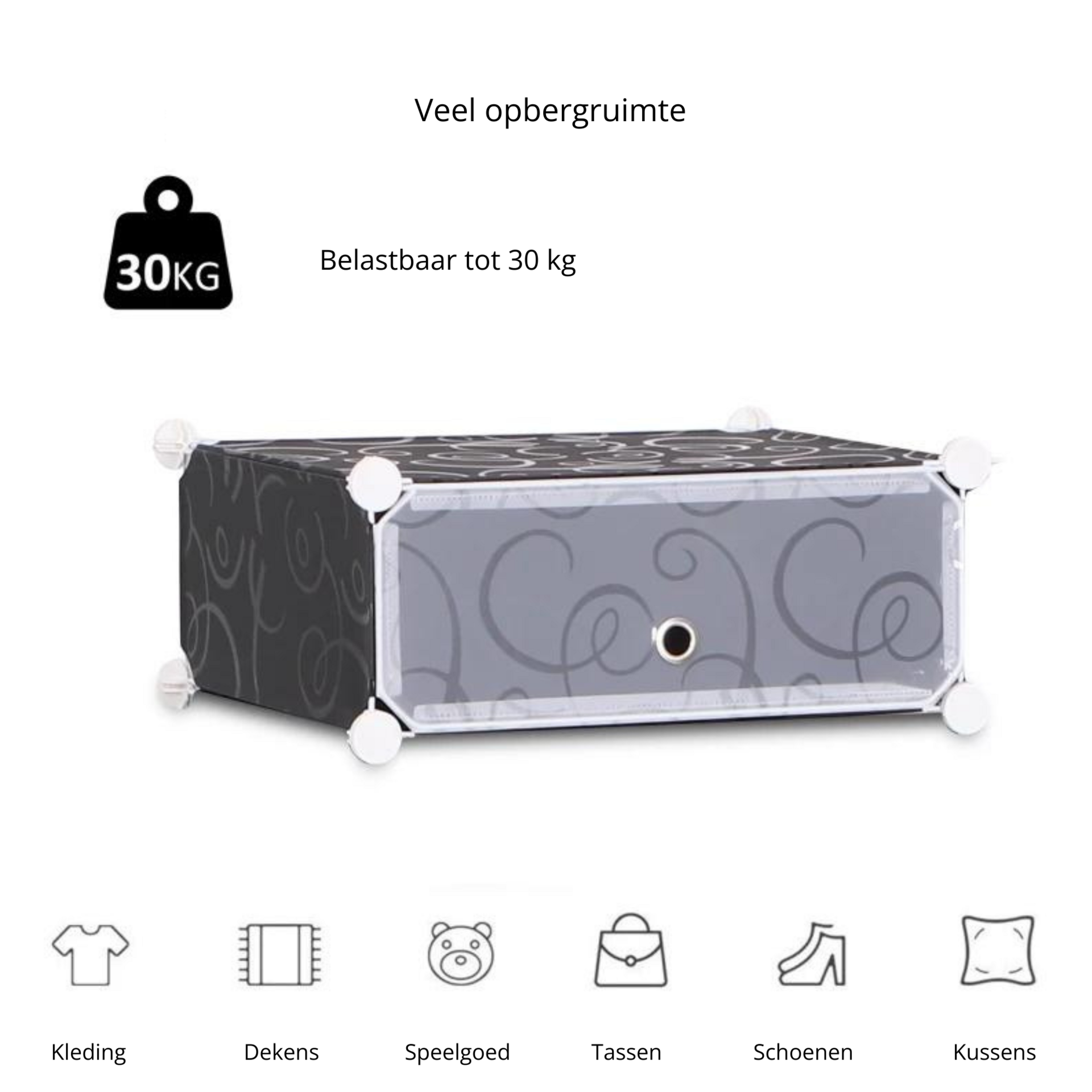 Modulaire kleding- en schoenenkast grijs met 12 afsluitbare vakken