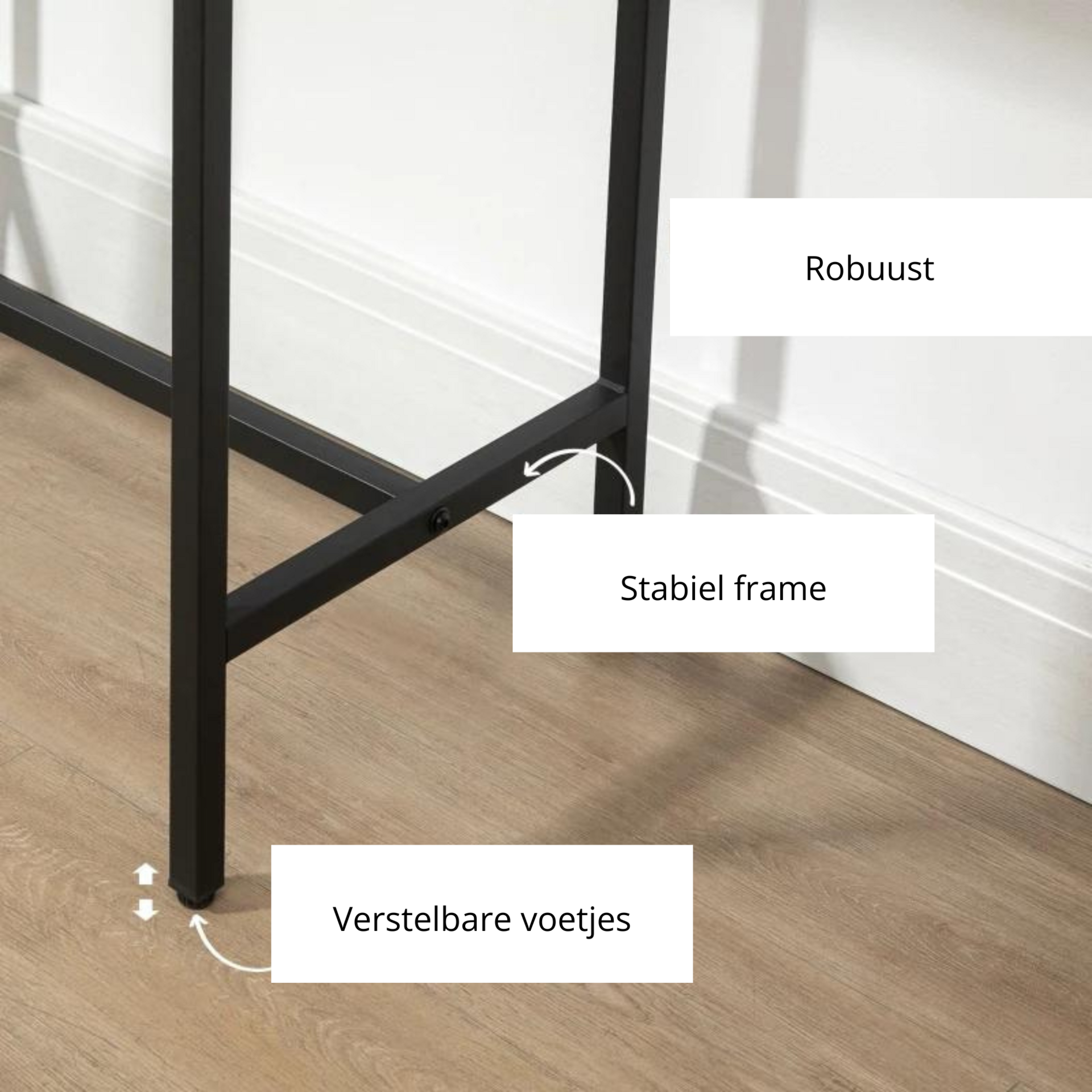 Industriële bartafelset met metalen frame en 2 bijpassende barkrukken