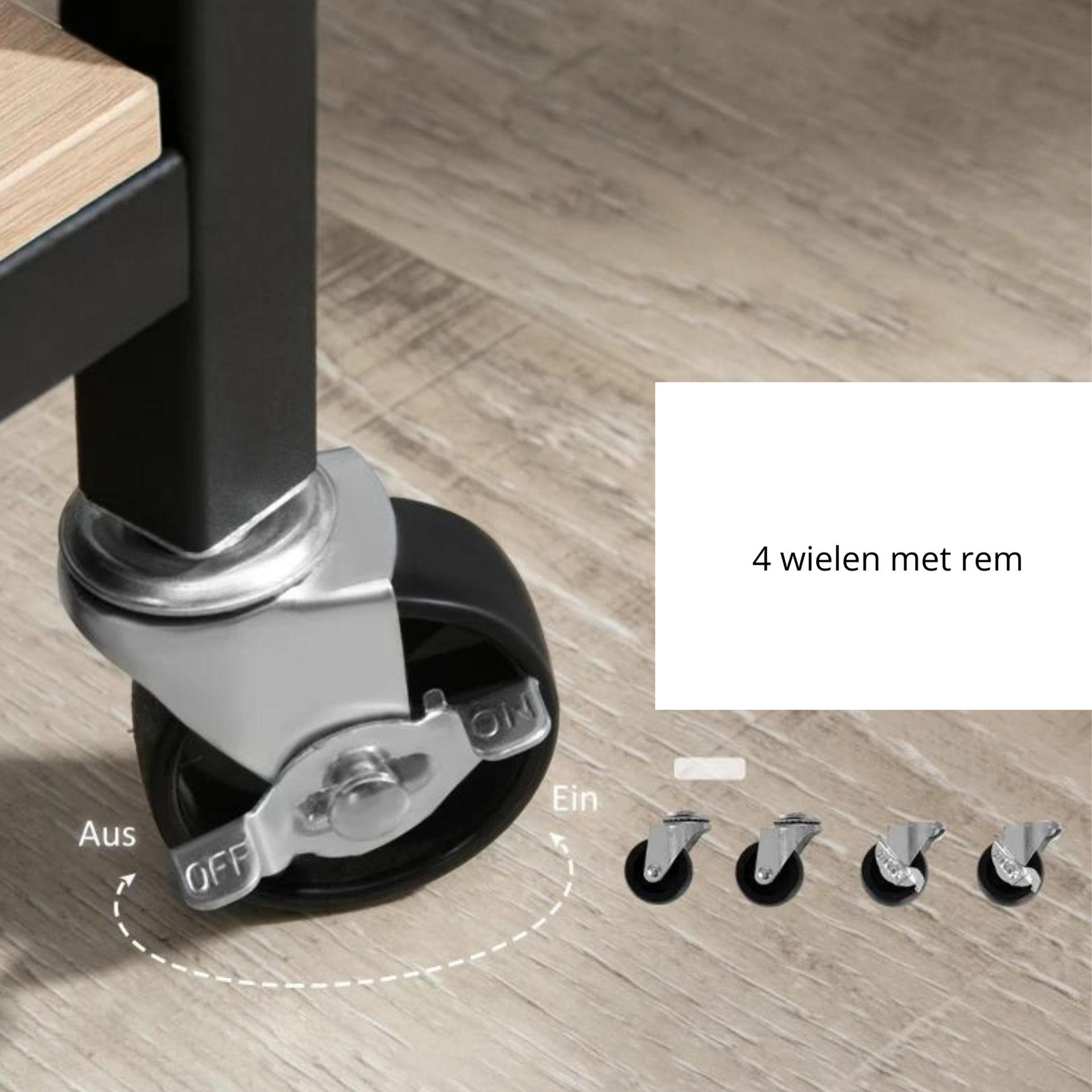 Mobiele serveerwagen met wielen en 3 niveaus voor keuken of eethoek