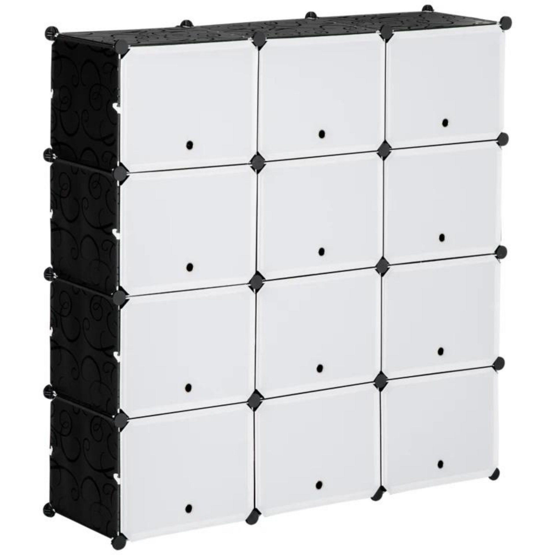 Modulaire opberg- en schoenenkast zwart/wit met 12 vakken