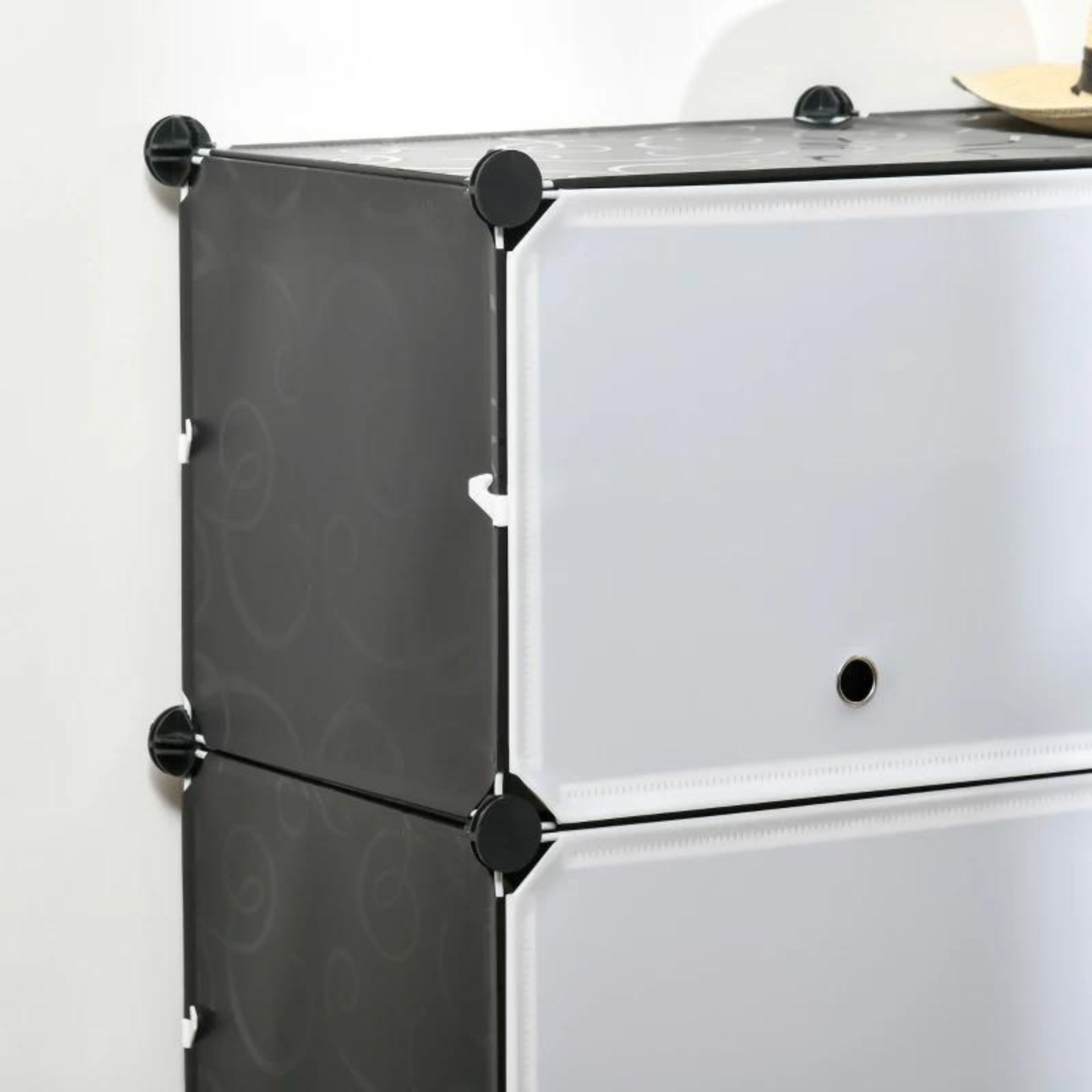 Modulaire opberg- en schoenenkast zwart/wit met 12 vakken