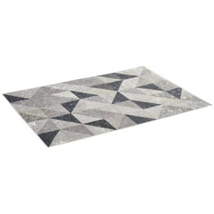 Grijs vloerkleed 120x170 cm met geometrisch patroon en antislip, modern design in donker- en lichtgrijze tinten