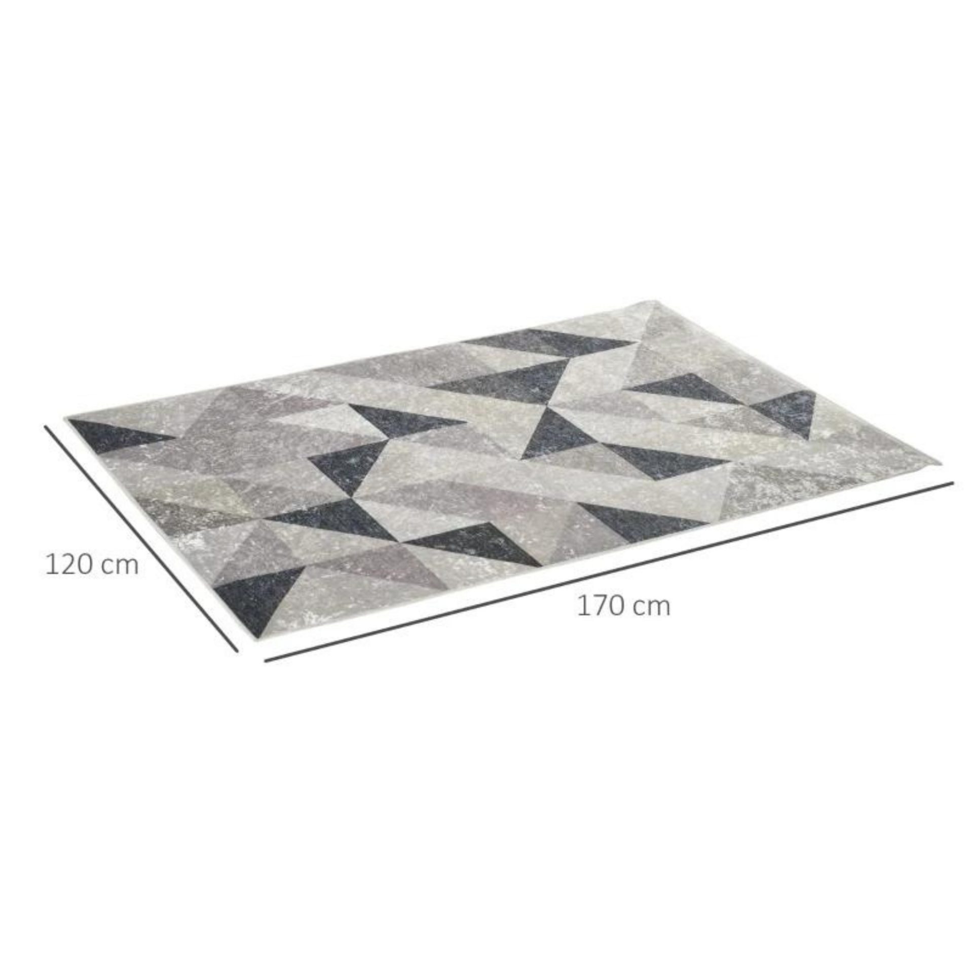 Grijs vloerkleed 120x170 cm met geometrisch patroon en antislip