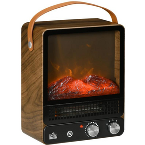 Elektrische sfeerhaard houtlook 1500W met LED-vlameffect, compact ontwerp en realistisch haardvuureffect voor in huis